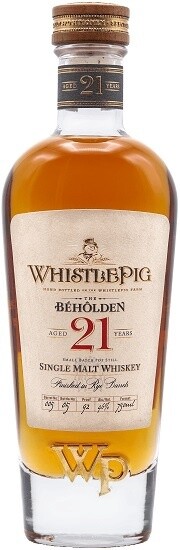 WhistlePig The Beholden Aged 21 Years Single Malt Whiskey 750ml