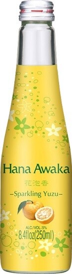 Ozeki Hana Awaka Sparkling Yuzu Sake (Small Format Bottle) 250ml, Country: Japan, Region: Hyogo (Kansai), Style: Flavored Sake