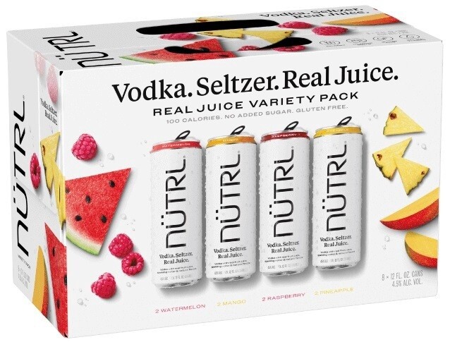 NÜTRL Vodka Seltzer Fruit Variety Pack (8 Pack 12oz cans)