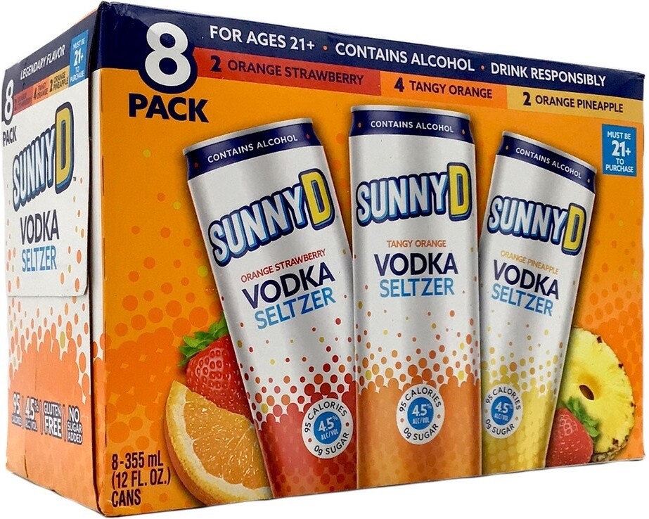 SunnyD Vodka Seltzer Combo Pack (8 Pack 12oz cans)