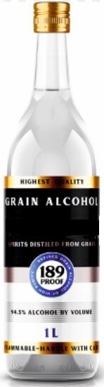 Magic Spirits Grain Alcohol 189 Proof (Liter Size Bottle) 1L