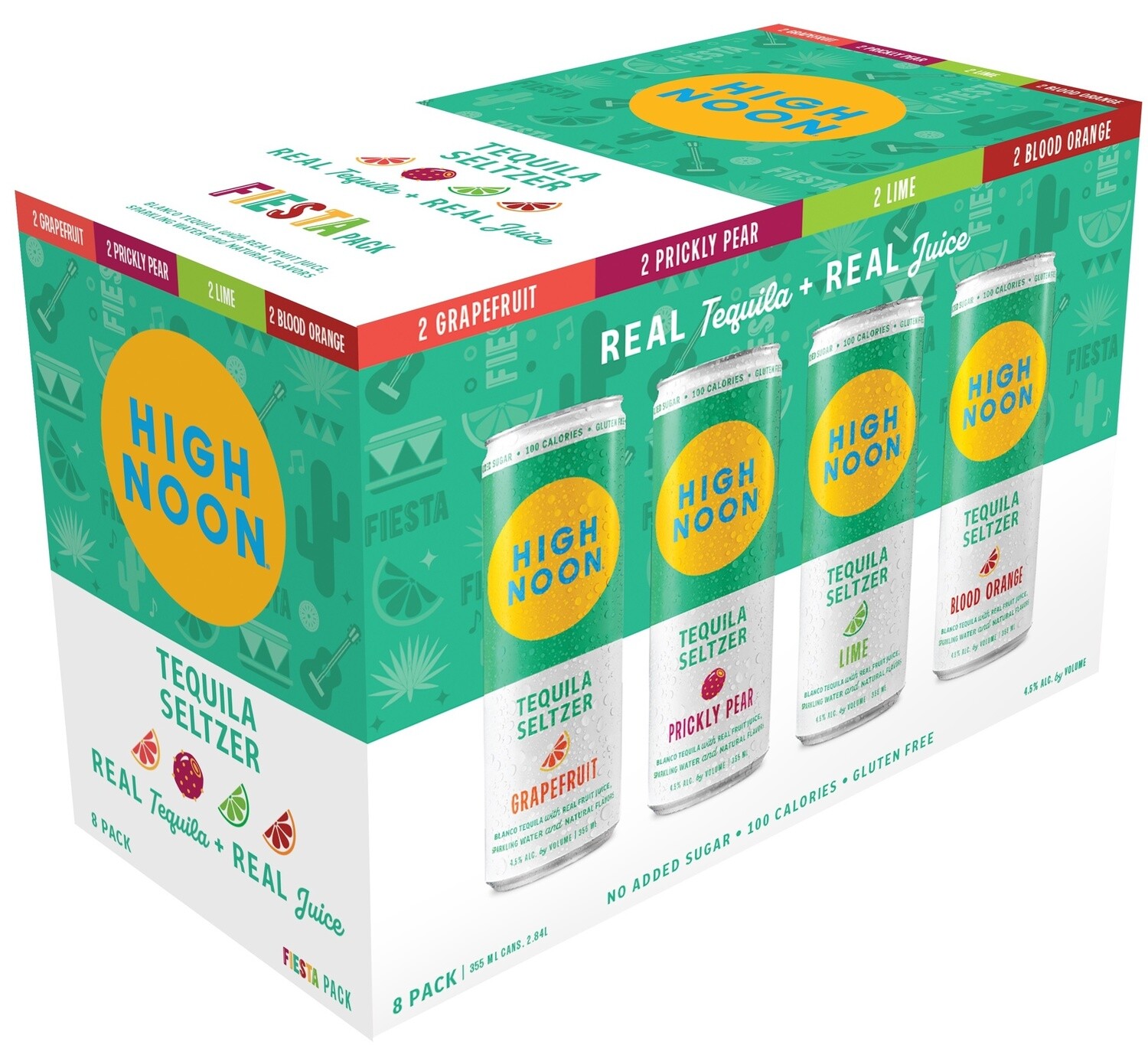 High Noon Tequila Seltzer Fiesta Pack Variety (8 pack 12oz cans)