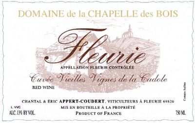 Domaine de la Chapelle des Bois Fleurie Vielle Vigne de la Cadole 2022 750ml