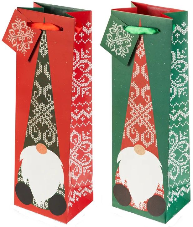 Gift Bag - Holiday Gnomes Single Bottle Bag