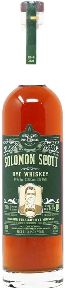 Spirits of French Lick Solomon Scott Rye Whiskey Bottled in Bond 750ml