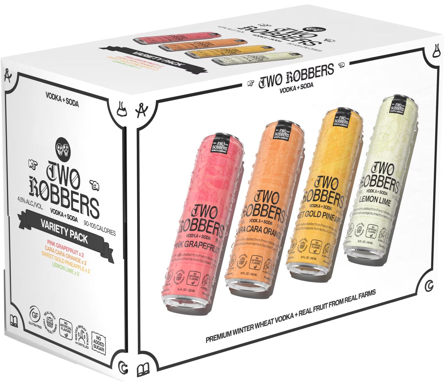 Two Robbers Vodka + Soda Variety Pack (8 pack 12oz cans)