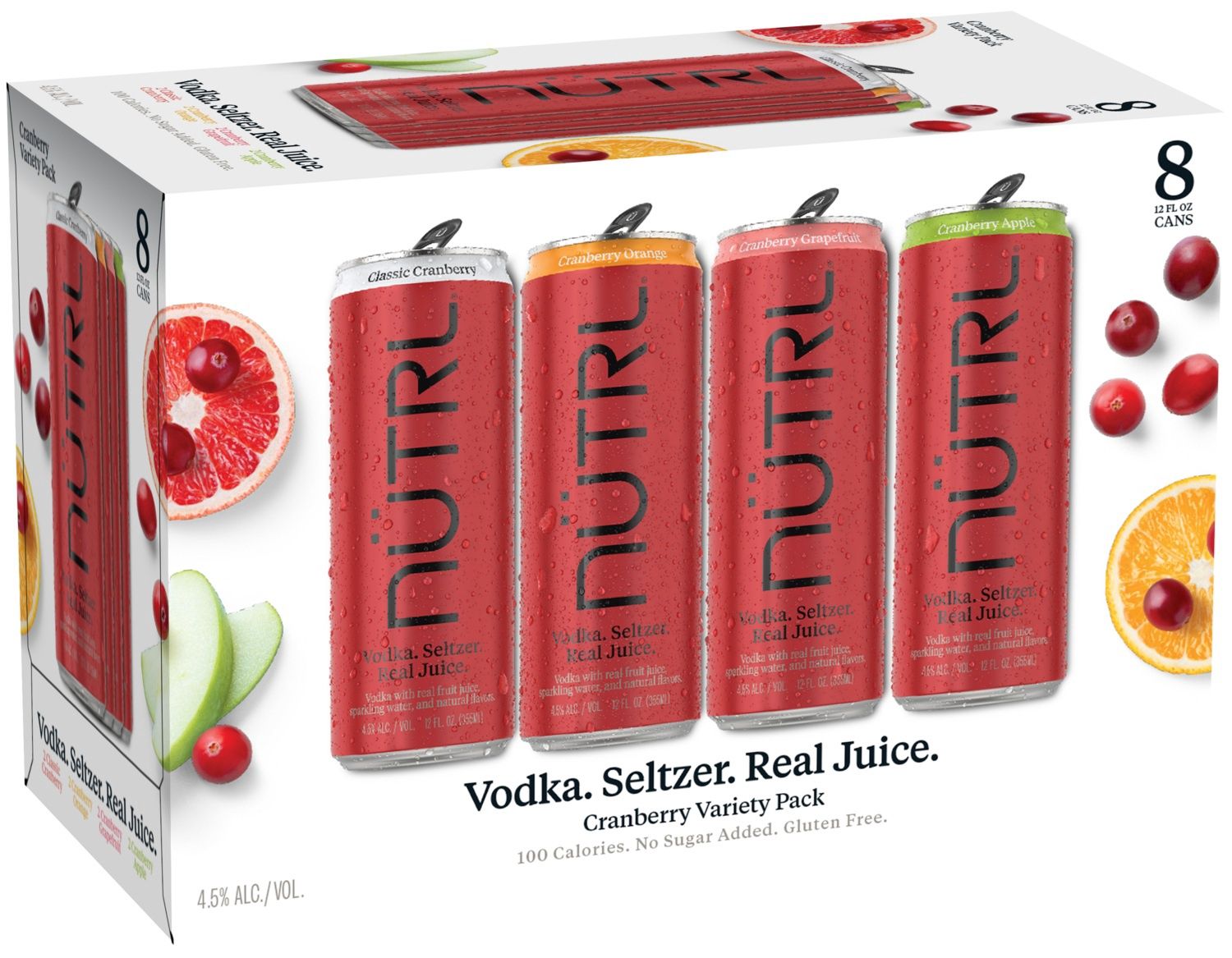 NÜTRL Vodka Seltzer Cranberry Variety Pack (8 pack 12oz cans)