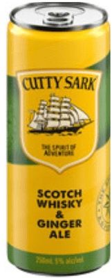 Cutty Sark Scotch Whisky &amp; Ginger Ale (250ml can)