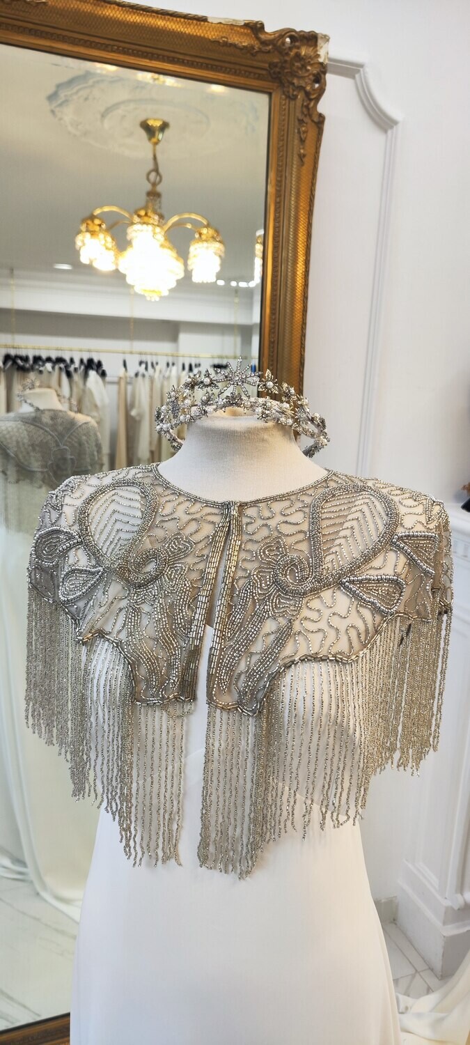 Capelina vintage pedrería blanco