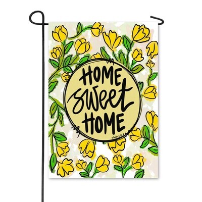 Garden Flag, Yellow Floral Home Sweet Home