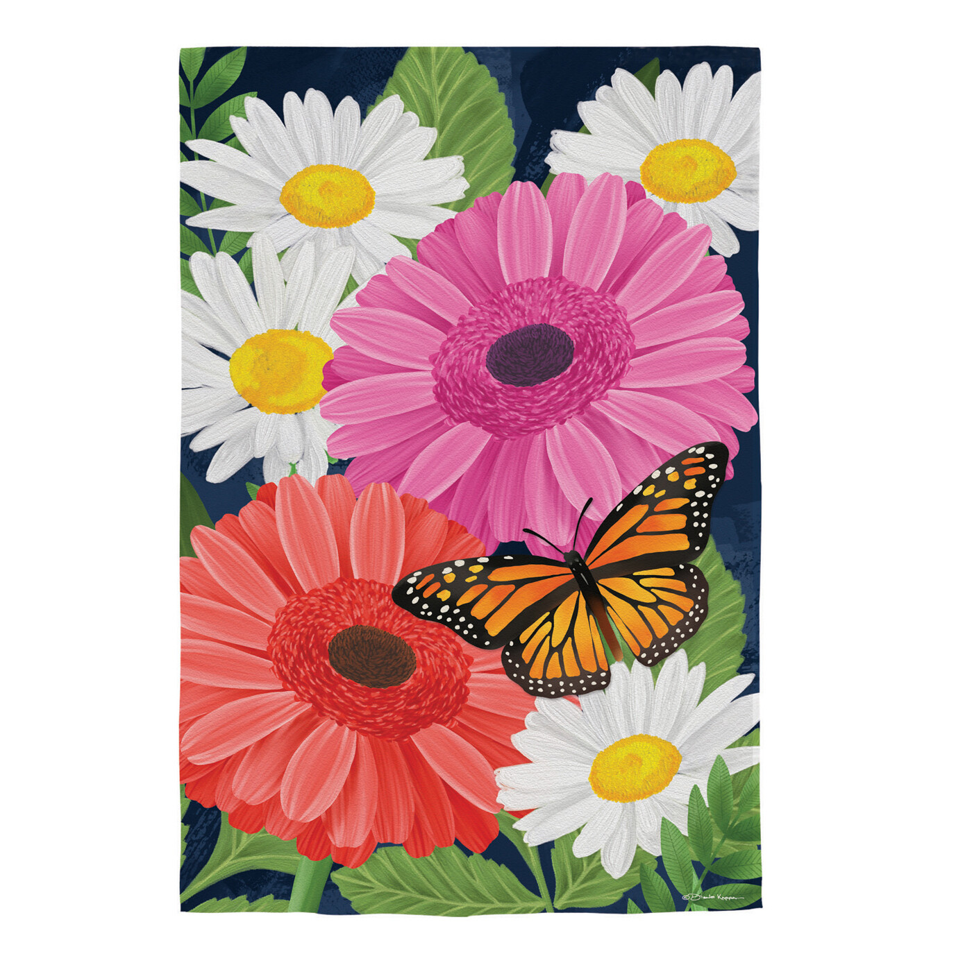 Gerbera Daisy Garden Burlap Flag