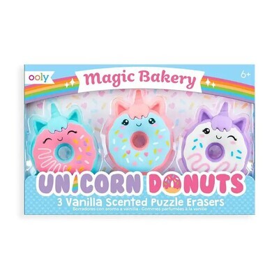 Unicorn Donut Erasers, Set of 3