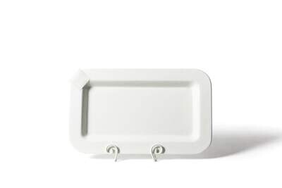 Mini Rectangle Entertaining Platter, White Small Dot