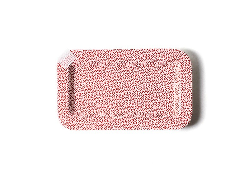 Mini Rectangle Entertaining  Platter, Red Small Dot