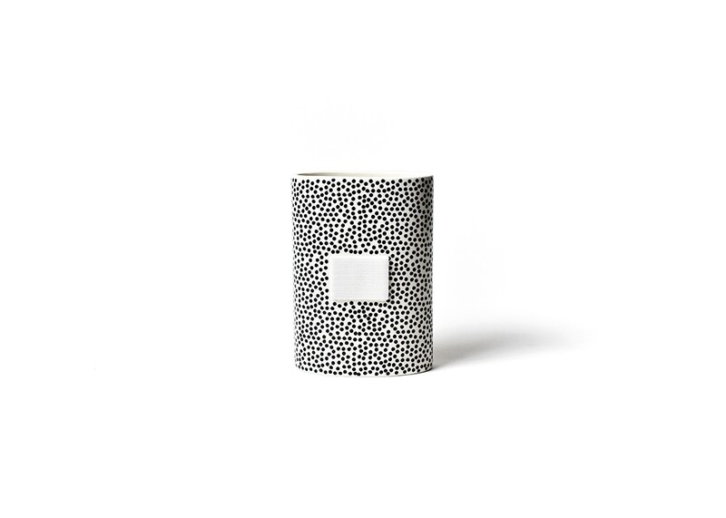 Mini Oval Vase, Black Small Dot