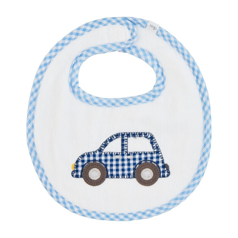 Car Applique Terry Bib, Blue