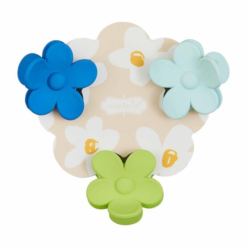 Mini Daisy Hair Clips - Blue/Green