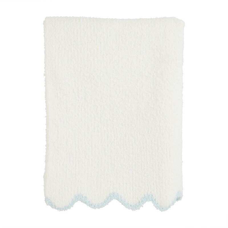 Baby Chenille Blanket Blue Scallop