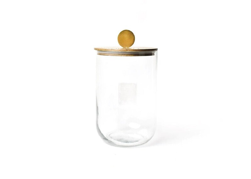 Wood Lid Glass Jar Mini - Size Medium