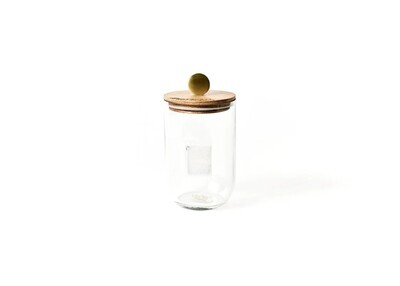 Wood Lid Glass Jar Small Mini - Size Small