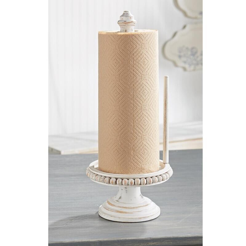 Wood Beaded Paper Towel Holder