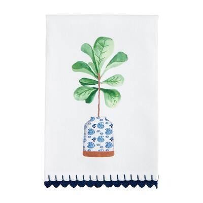 Towel, Fig Plant Blue Trim