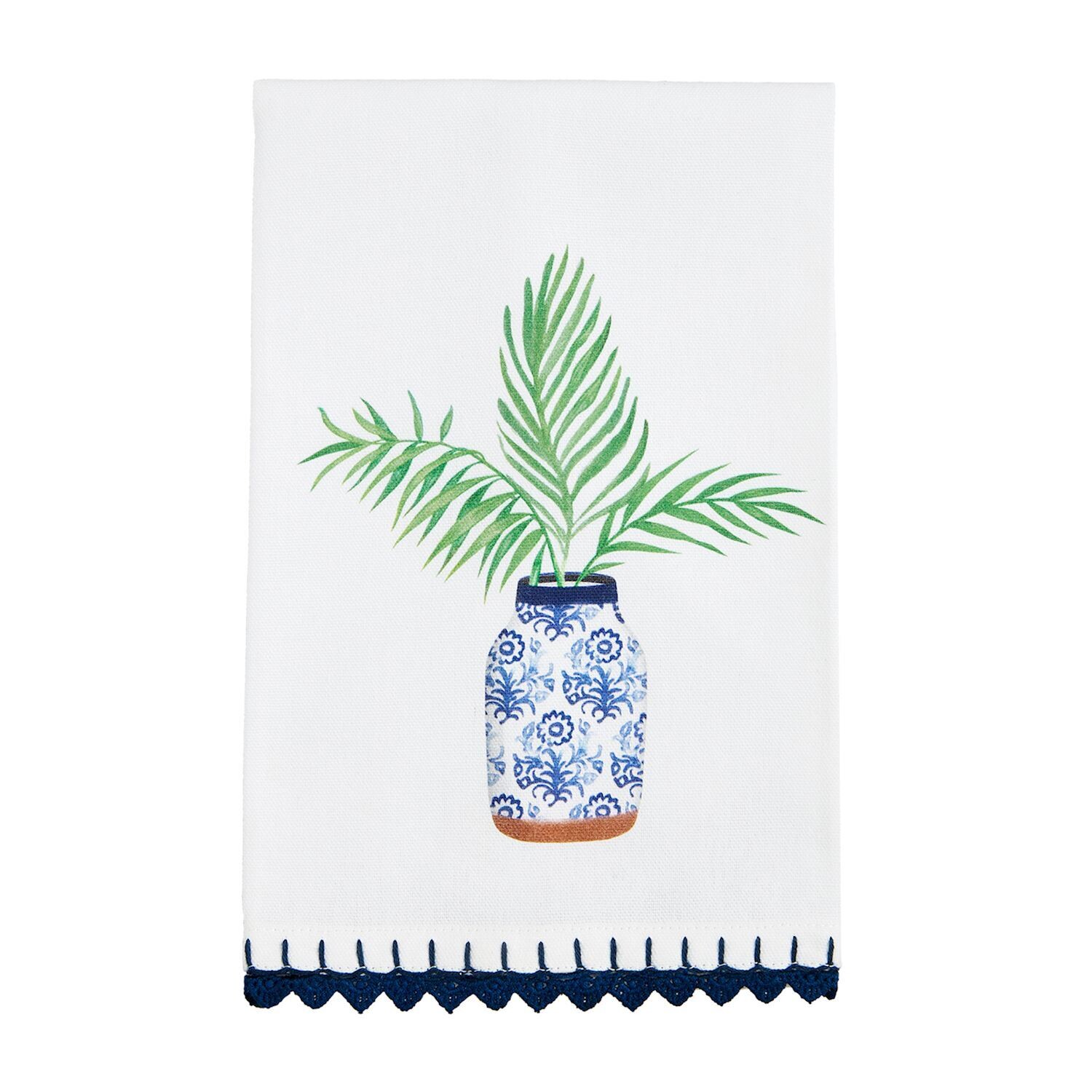 Towel, Palm Plant Blue Trim