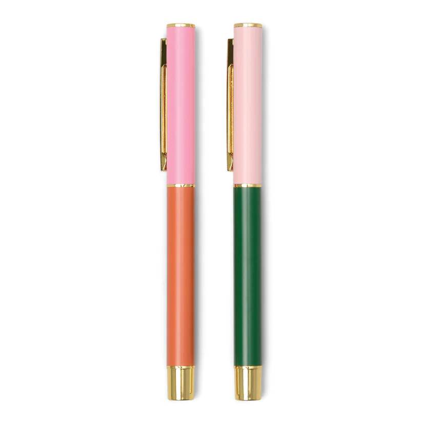 Colorblock Pen Set, Red Orange and Emerald