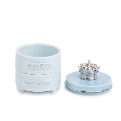 Blue First Tooth &amp; Curl Keepsake Box