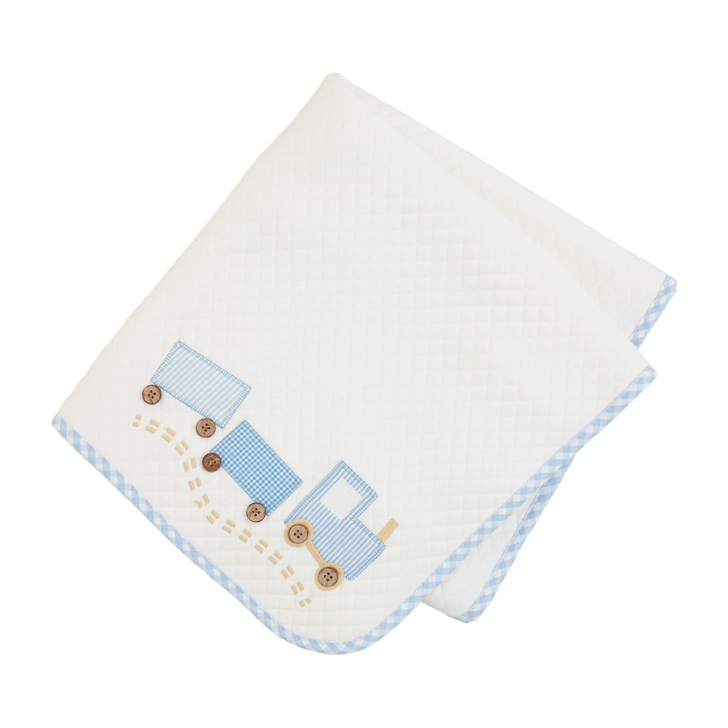 Train Quilted Blanket, Blue