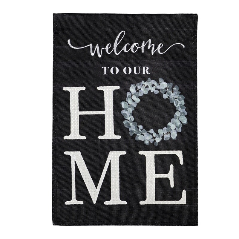 Eucalyptus Welcome Garden Burlap Flag