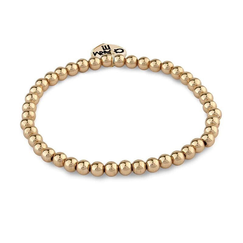 Bracelet, 4mm Gold Bead Stretch