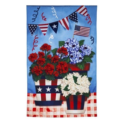 Patriotic Flower Pot House Linen Flag