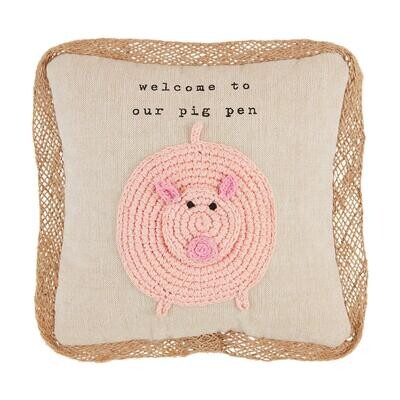 Pig Mini Crochet Farm Pillow