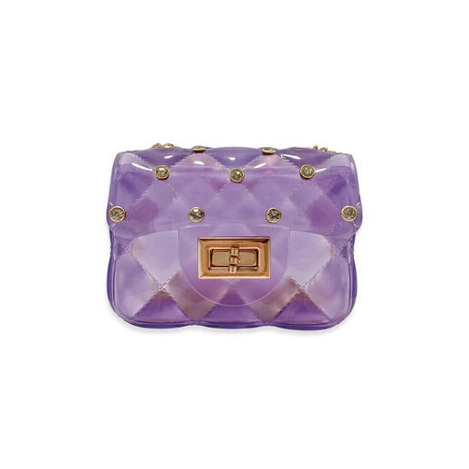 Rhinestone Stud Quilted Jelly Purse - Purple
