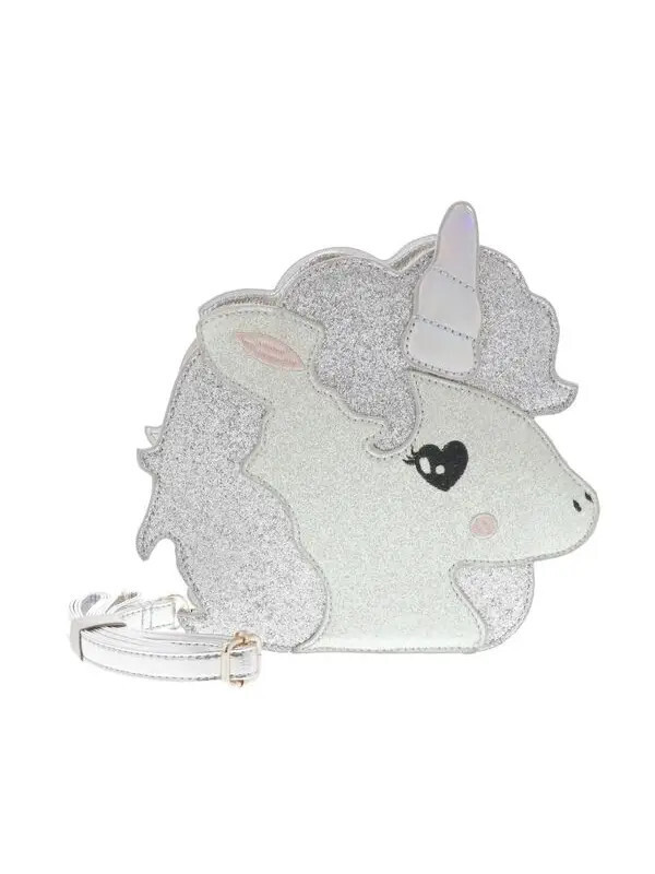 Unicorn Face Glitter Purse Silver