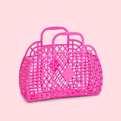 Small Retro Basket, Neon Pink