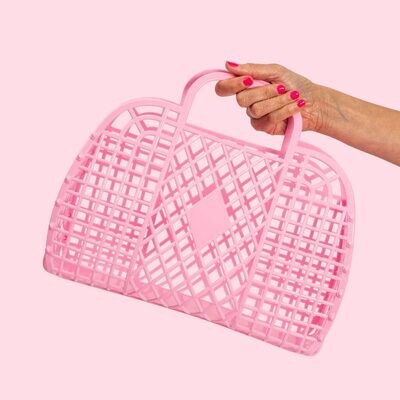 Large Retro Basket, Bubblegum Pink