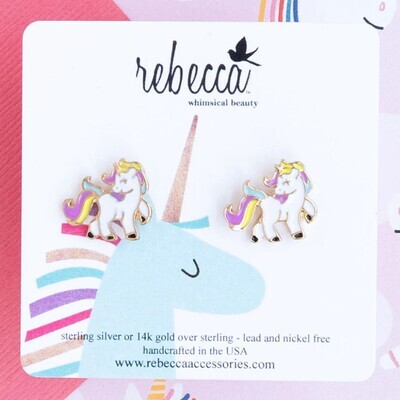 Rainbow Unicorn Post Earring