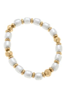 Lenon Freshwater Pearl Stretch Bracelet -Gold and Ivory