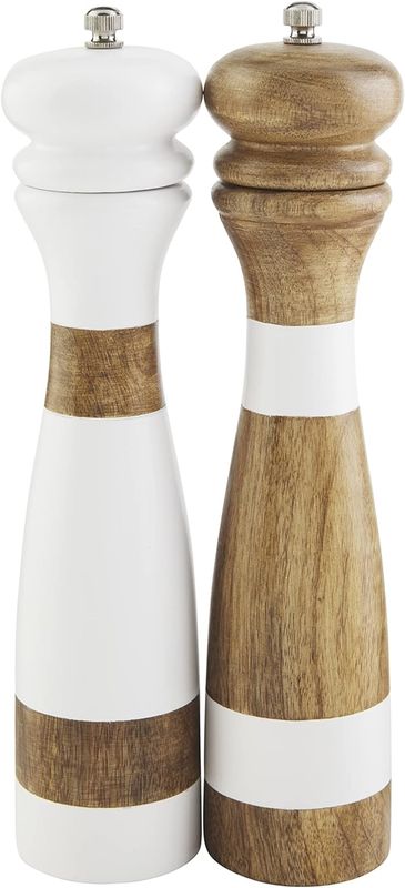 Wood Salt Pepper Colorblock Grinders Set