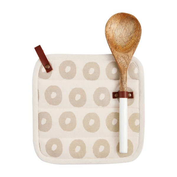 Circle Pot Holder Spoon Set, Natural Beige