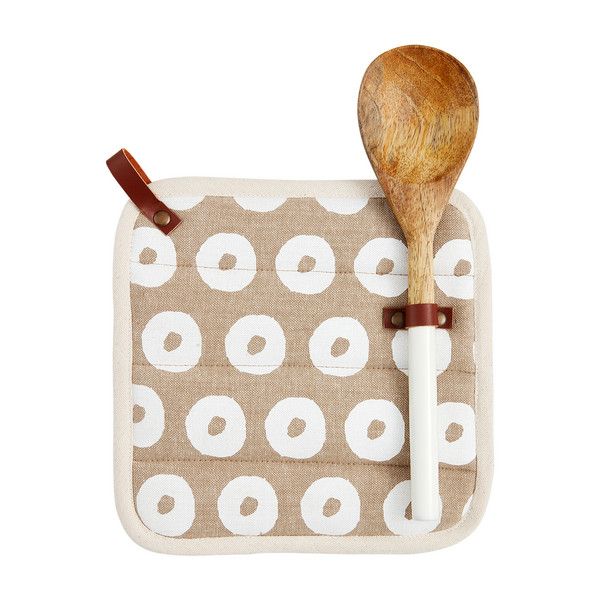 Circle Pot Holder Spoon Set, Chambray Brown