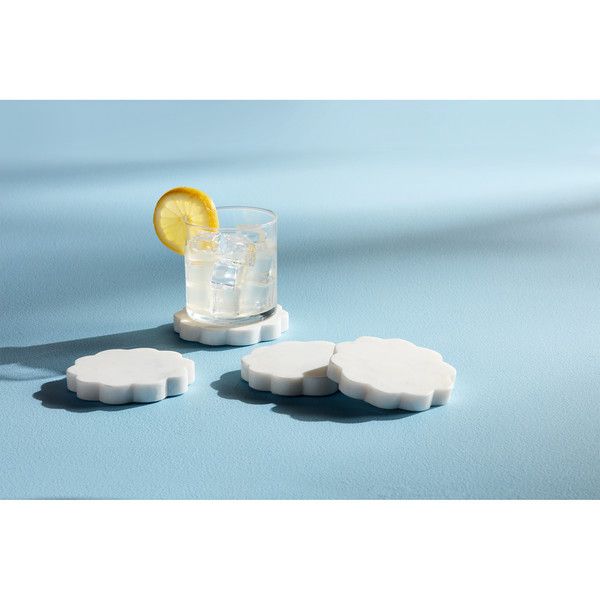 Scallop Marble Coaster Set of 4