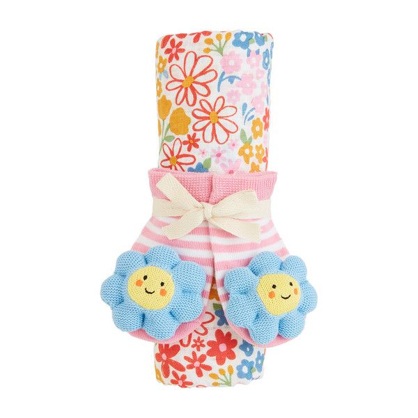 Floral Swaddle And Rattle Toes