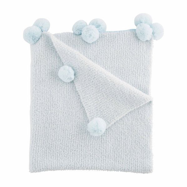 Baby Pom Chenille Blanket Blue