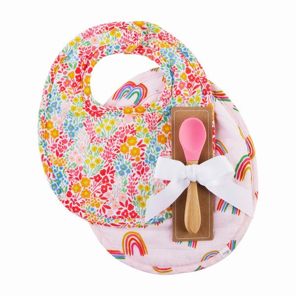 Rainbow Muslin Bib Spoon Set