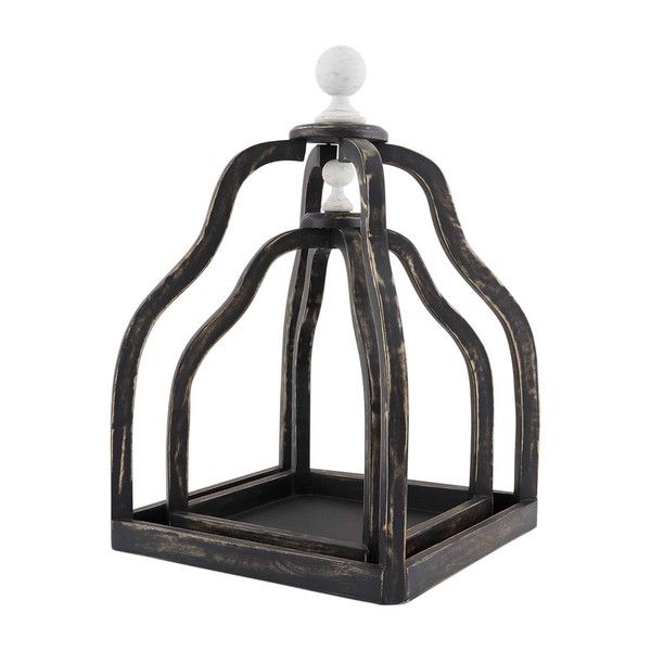 Black Wood Lantern Small