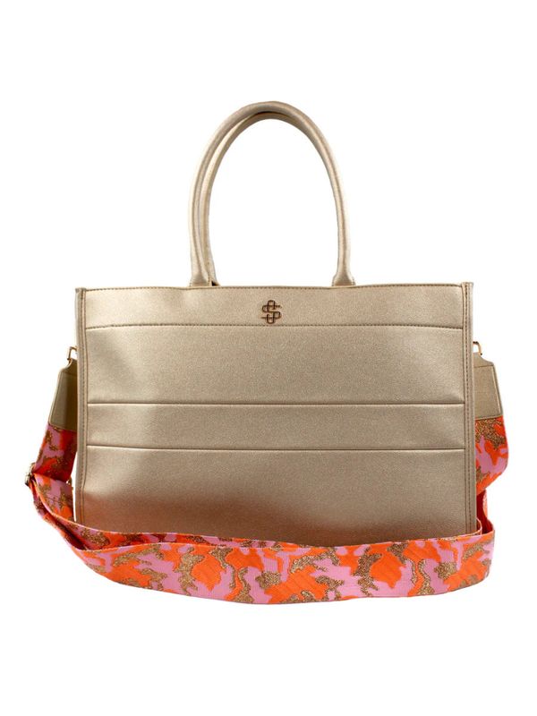 Leather Tote Bag, Metallic Tan