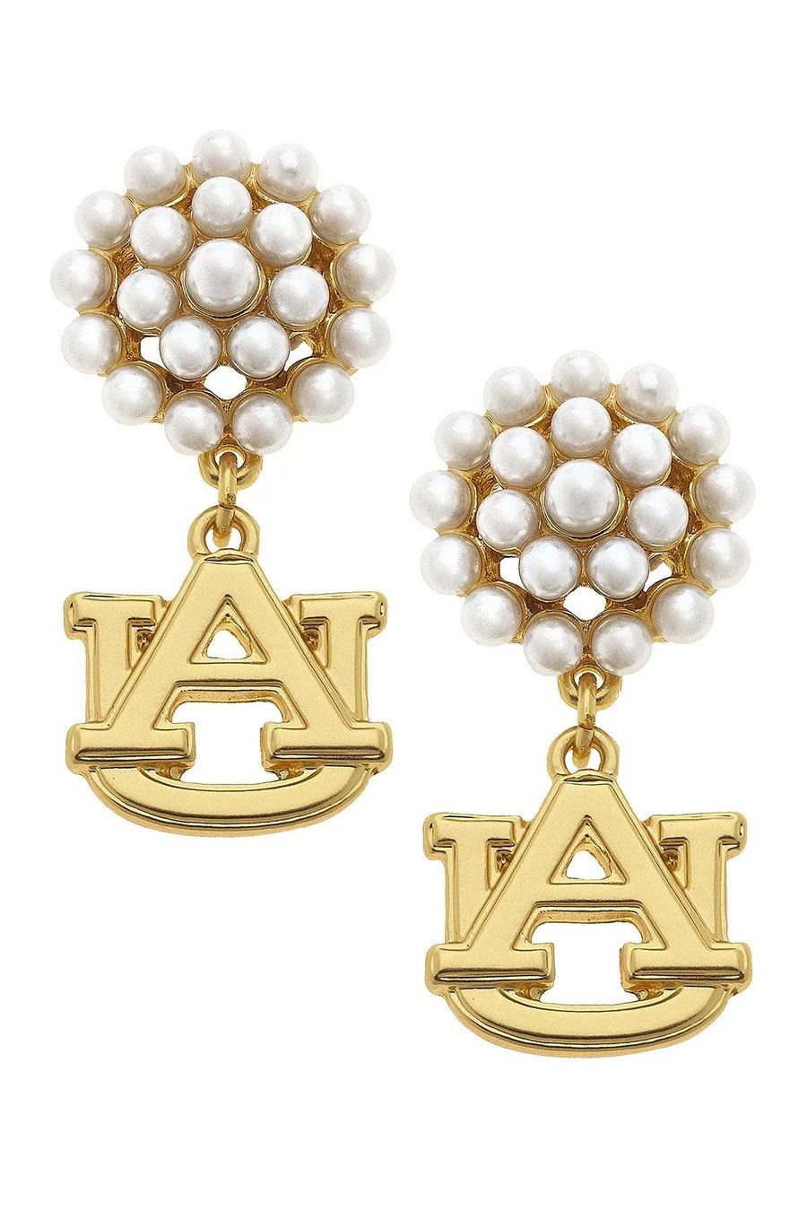 Auburn Pearl Cluster Gold Plated Logo Earrings